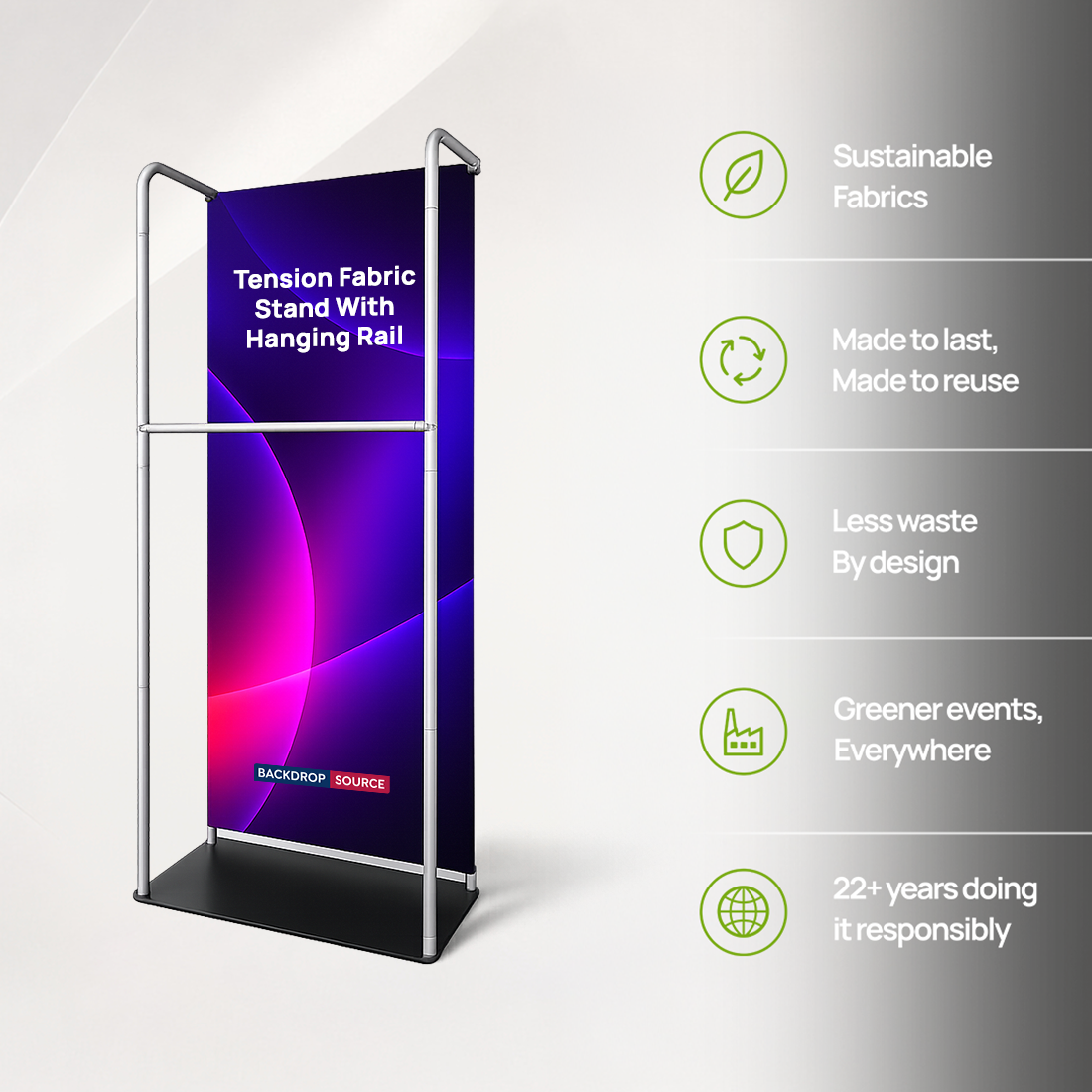 Tension Fabric Stand With Hanging Rail