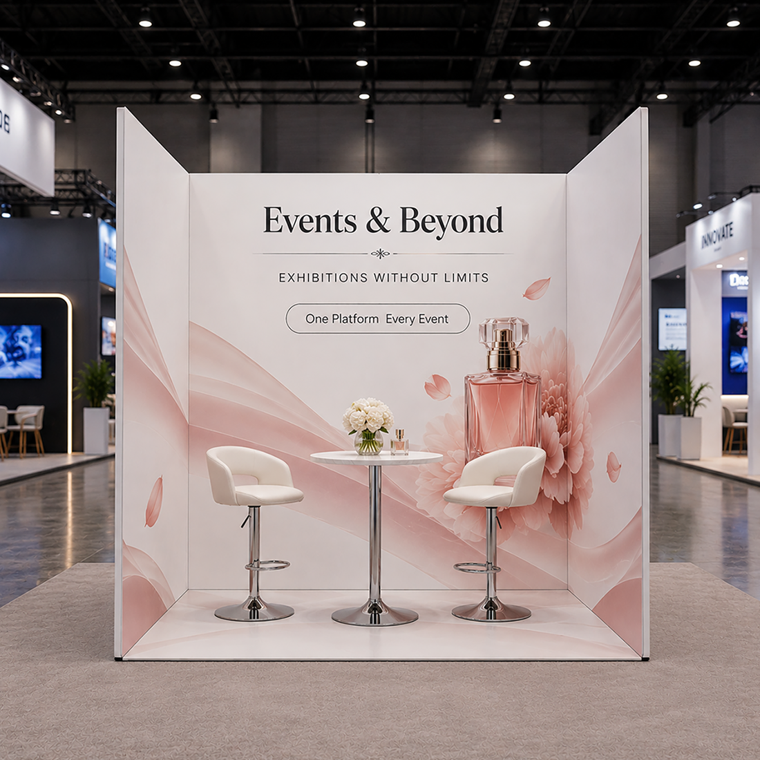Fond de stand en tissu tendu sur mesure en forme de U 
