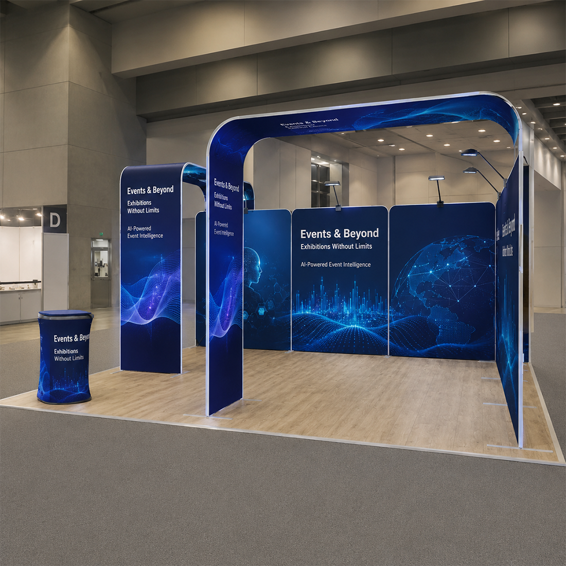 20x20 Magnetic Booth Kit with 2 TV Displays & Counter