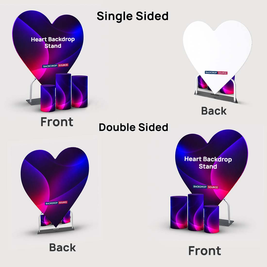Support de fond en forme de cœur avec socle