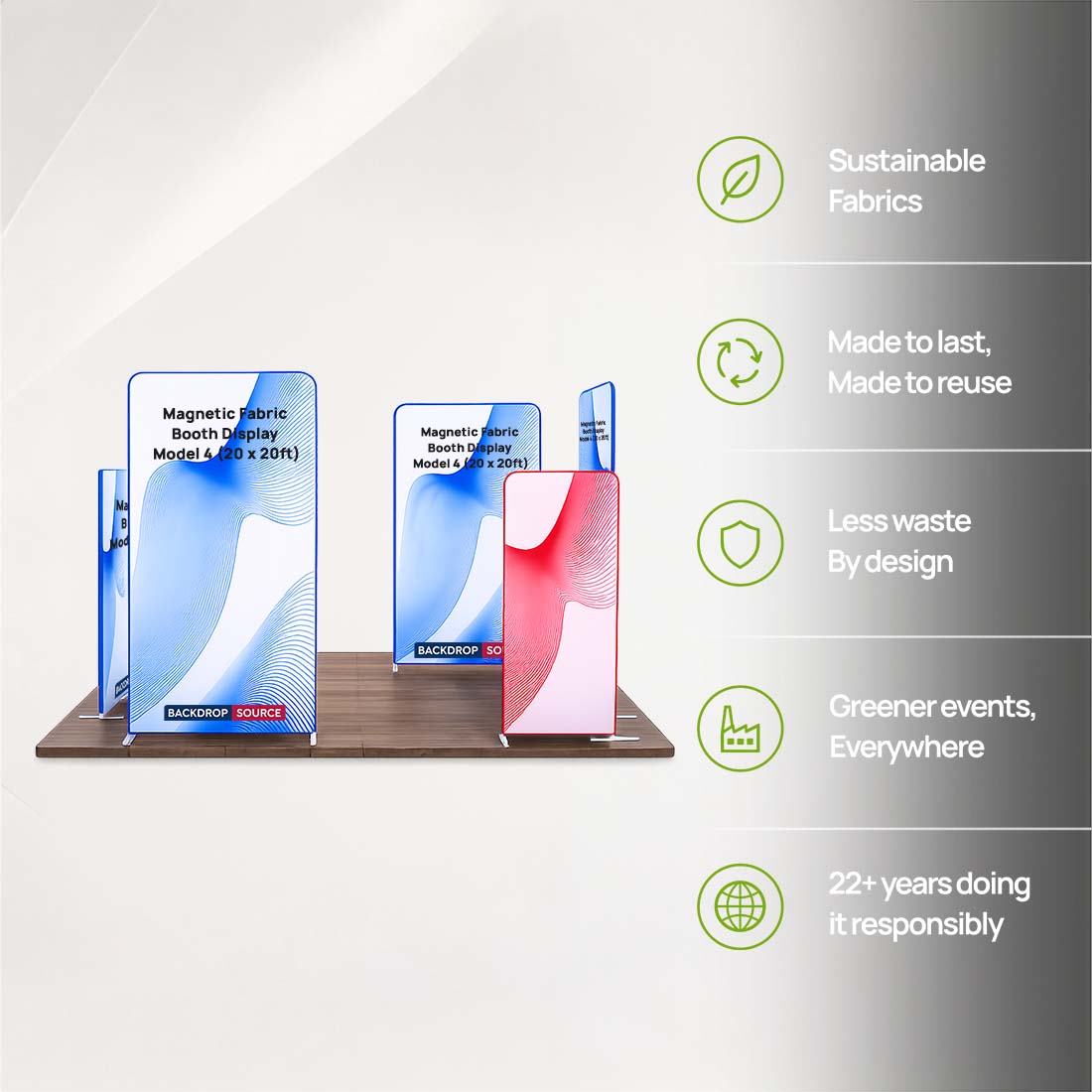 20x20 Magnetic Fabric Booth Wall with 8 Straight Panels