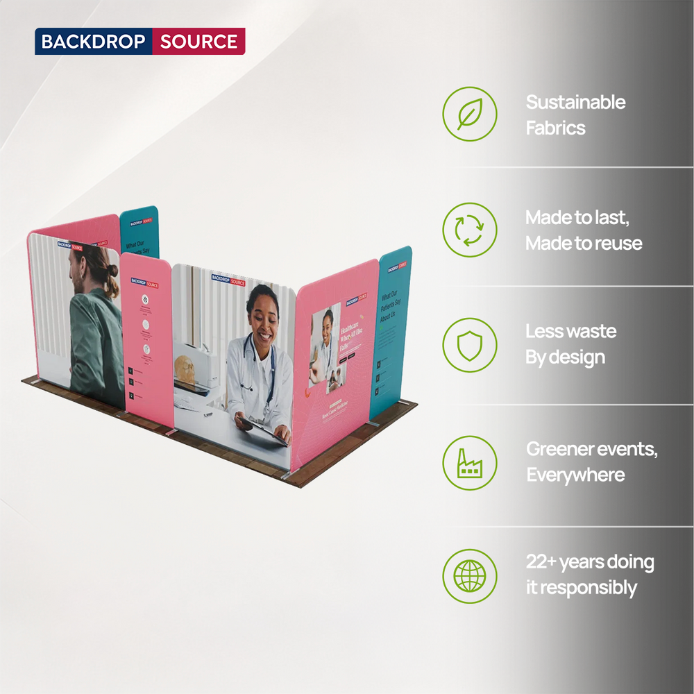 16.4x10 Magnetic Fabric Booth Wall with 7 Panels