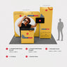10x10 Booth Kit with Curved & Straight Walls, Counter & TV Mount