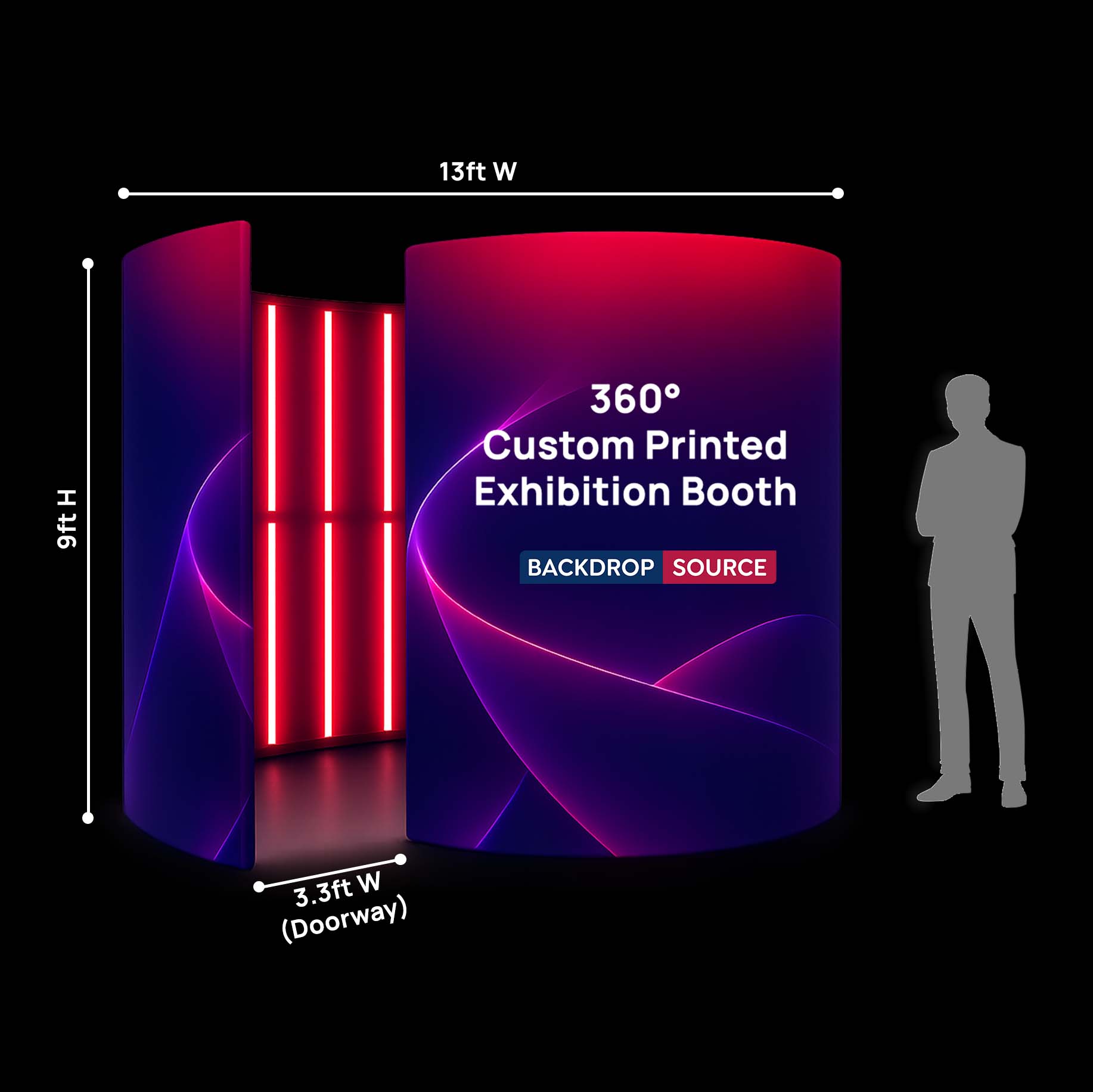 Stand d'exposition personnalisé à 360° avec éclairage LED 