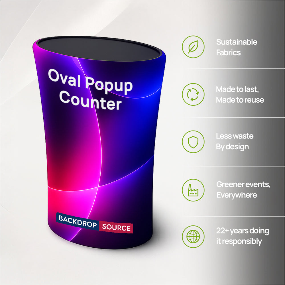 Backlit Fabric Oval Pop Up Counter
