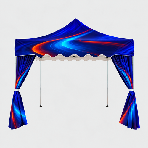 10x10 Tent With Scalloped Valances And Curtains