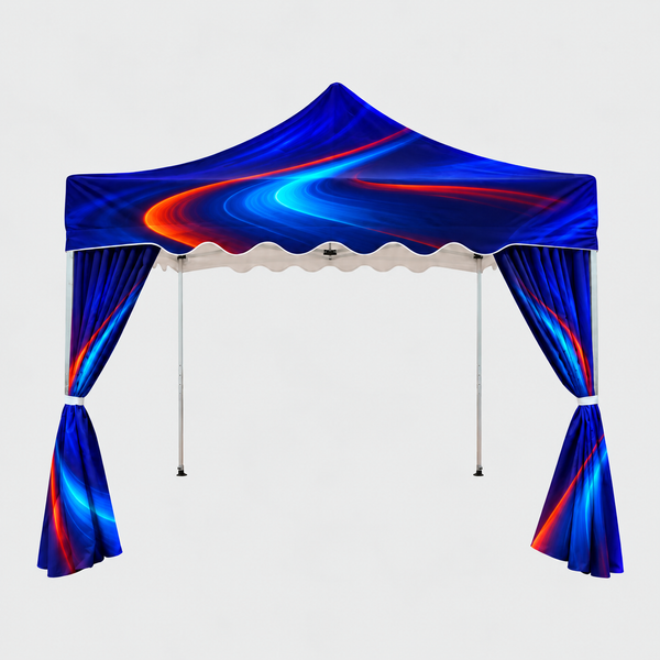 10x10 Tent With Scalloped Valances And Curtains