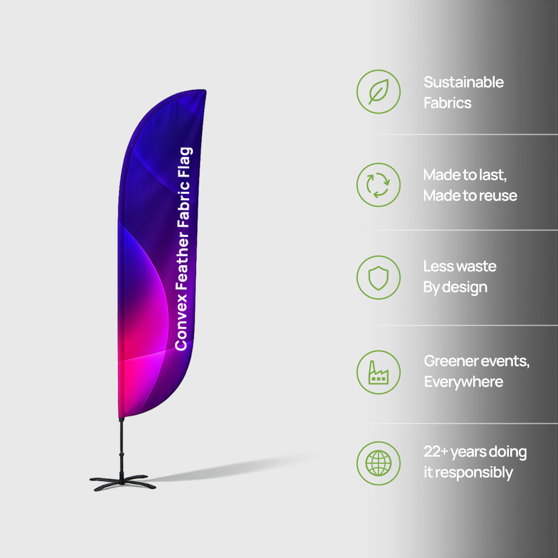 Drapeau à plumes convexe 