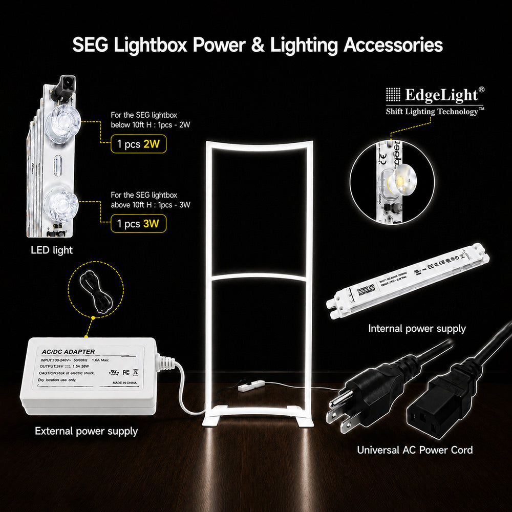Panneau lumineux LED incurvé en tissu SEG 
