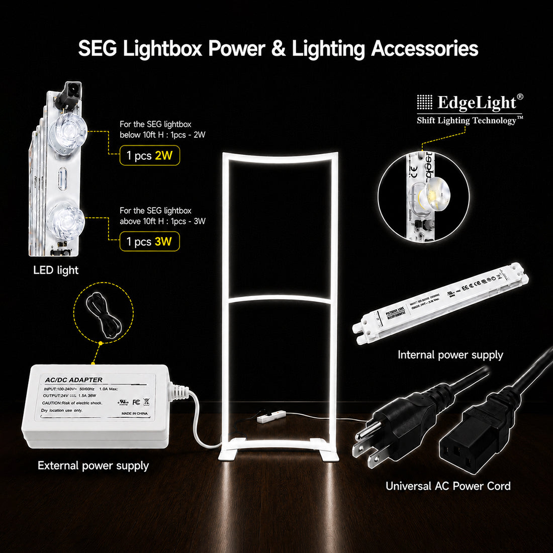 Panneau lumineux LED incurvé en tissu SEG 