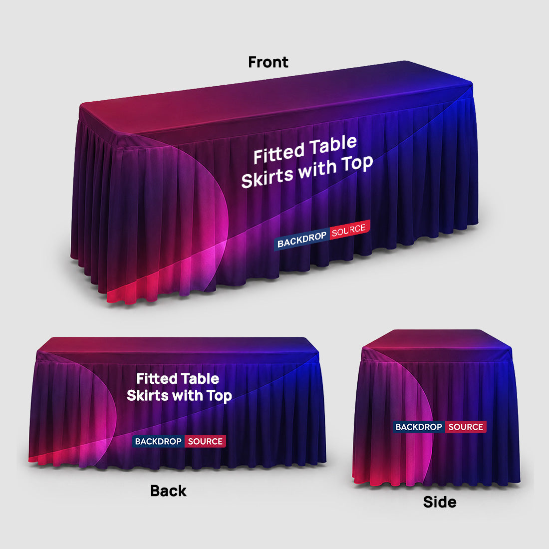 Jupes de table sur mesure avec dessus 