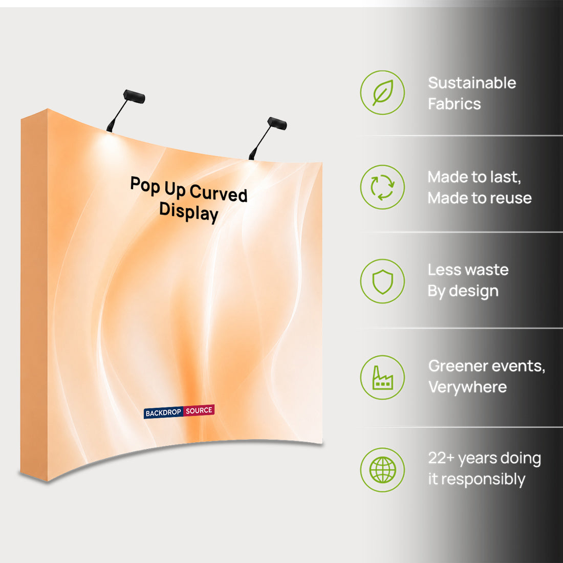 Fabric Popup Curved Backwall Kit with Clamping Lights