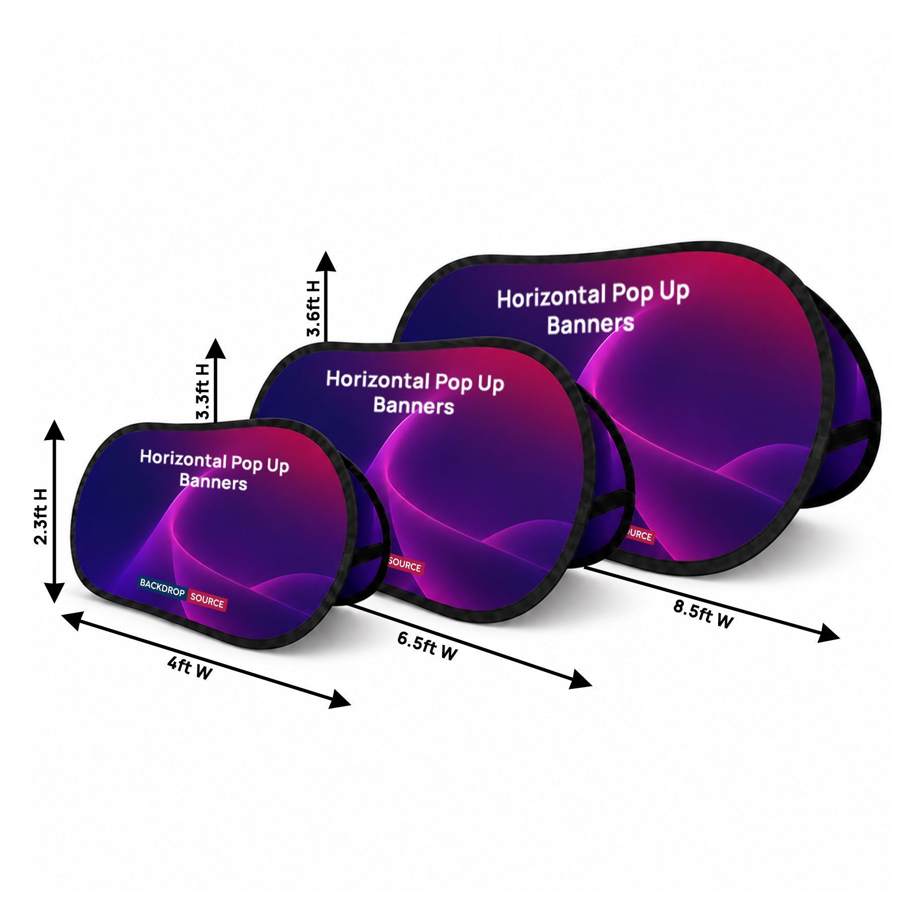 Horizontal Fabric Pop Up Banners (Double Side Printed)