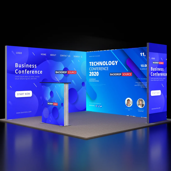 10ft Backlit SEG Booth Kit with 2 Sidewalls & Lightbox Counter