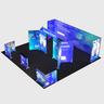 20ft Backlit SEG Island Booth with Y-Walls, Header & Counter