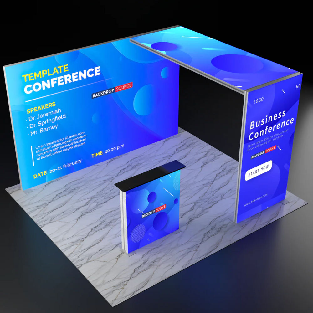 Backlit SEG Booth Kit with L-Arch Backwall & Lightbox Counter