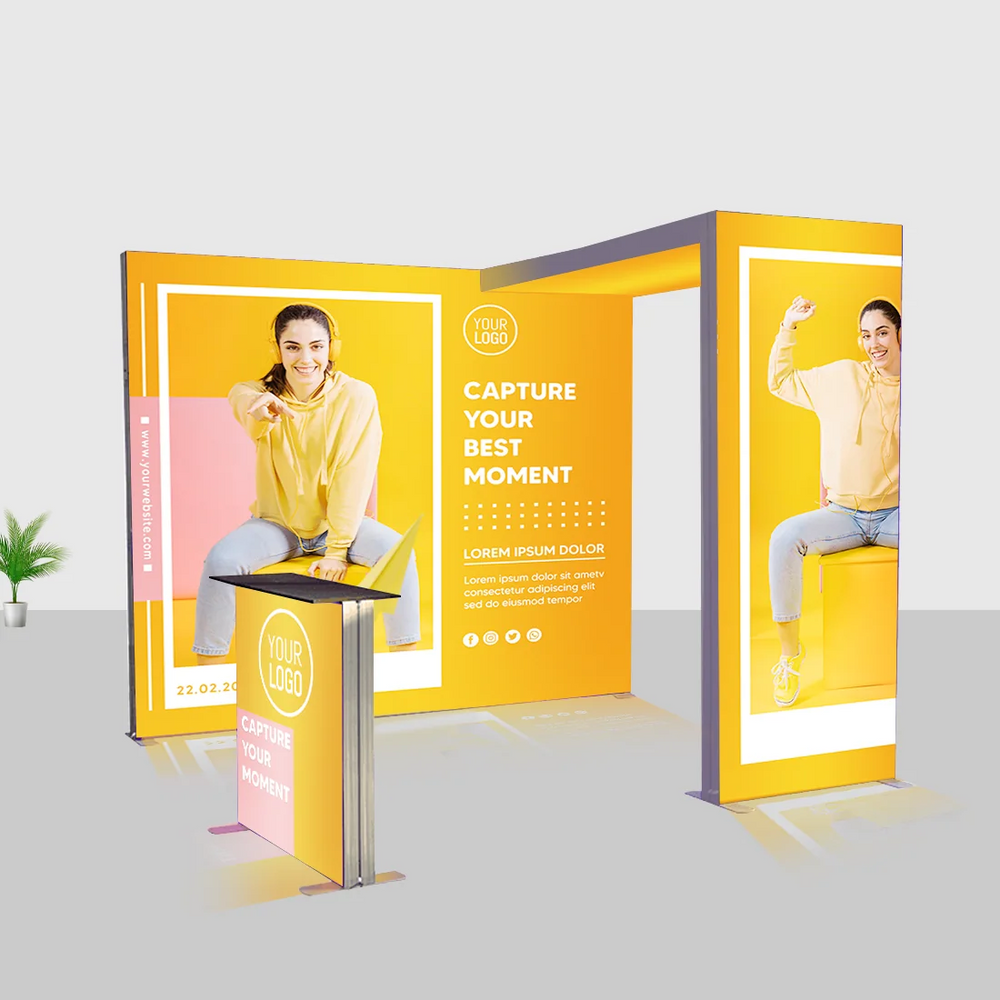 Backlit SEG Booth Kit with L-Arch Backwall & Lightbox Counter