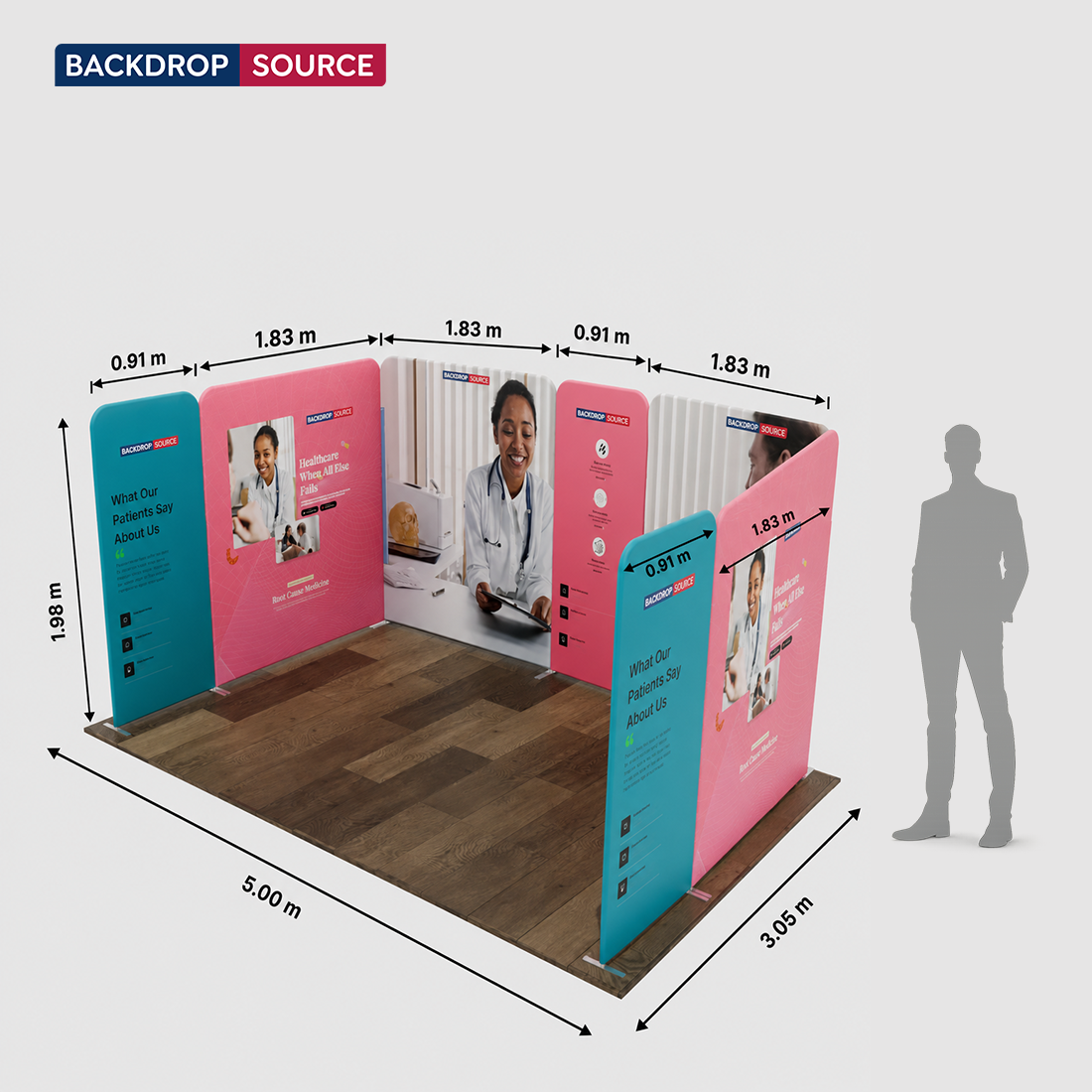 16.4x10 Magnetic Fabric Booth Wall with 7 Panels