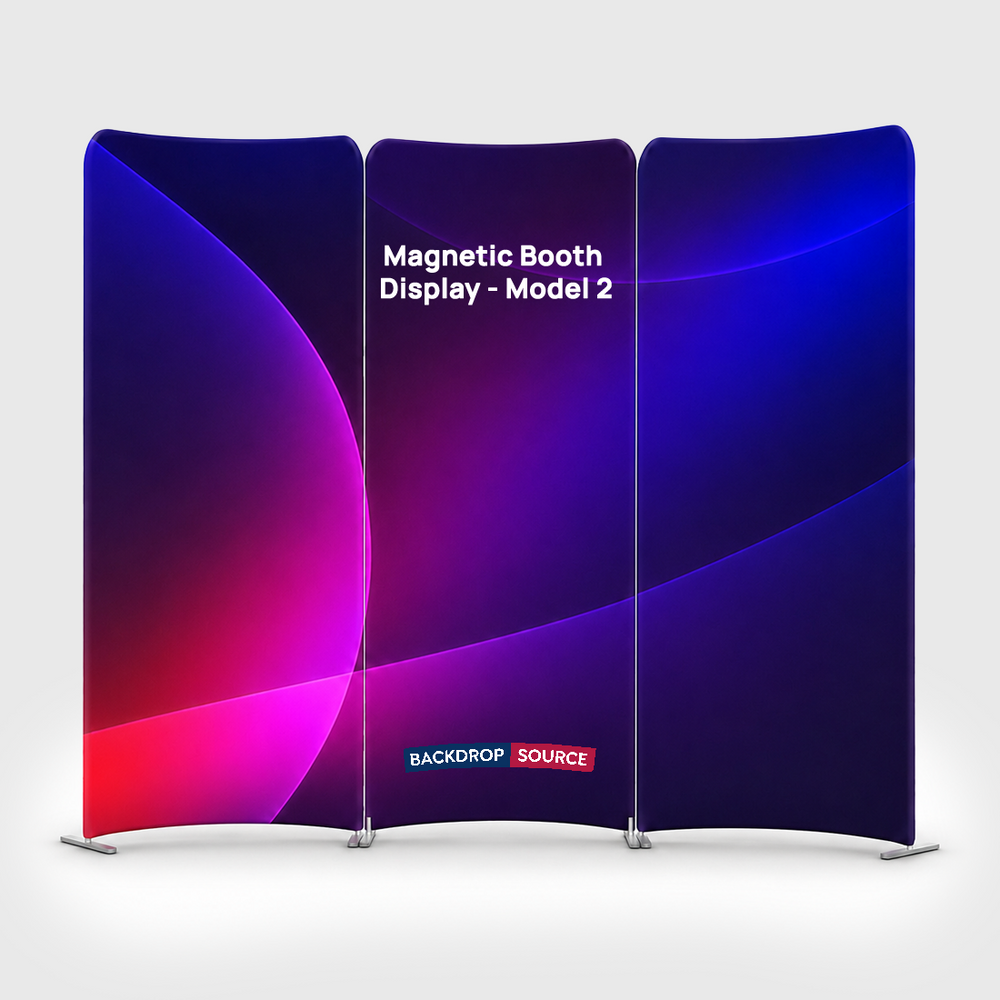 6.5x6.5 Magnetic Fabric Booth Wall with 3 Curved Panels