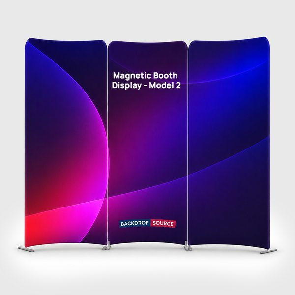 6.5x6.5 Magnetic Fabric Booth Wall with 3 Curved Panels