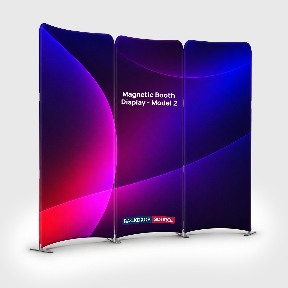 6.5x6.5 Magnetic Fabric Booth Wall with 3 Curved Panels