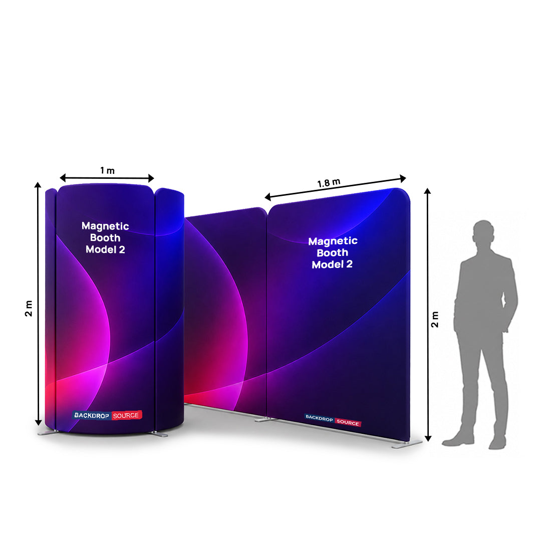 13x10 Magnetic Fabric Booth Wall with Curved Panel Options