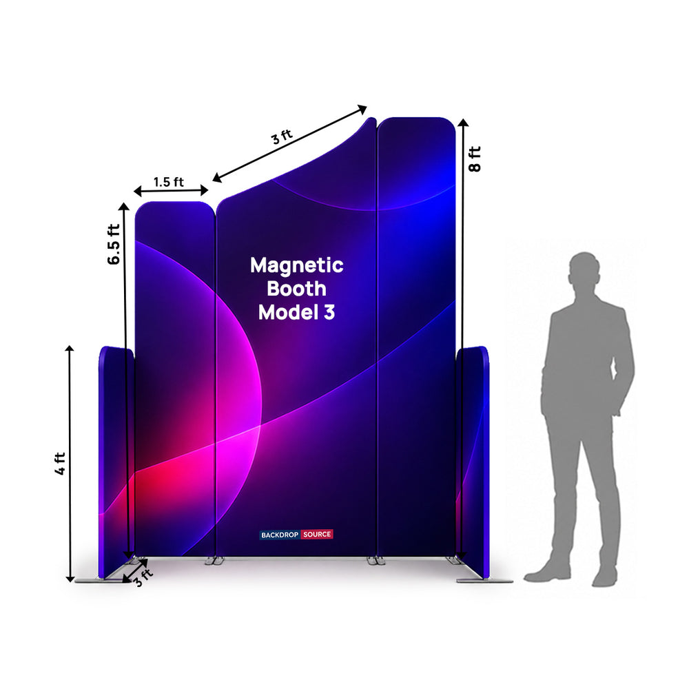 6.5x6.5 Magnetic Fabric Booth Wall with 5 Straight Panels