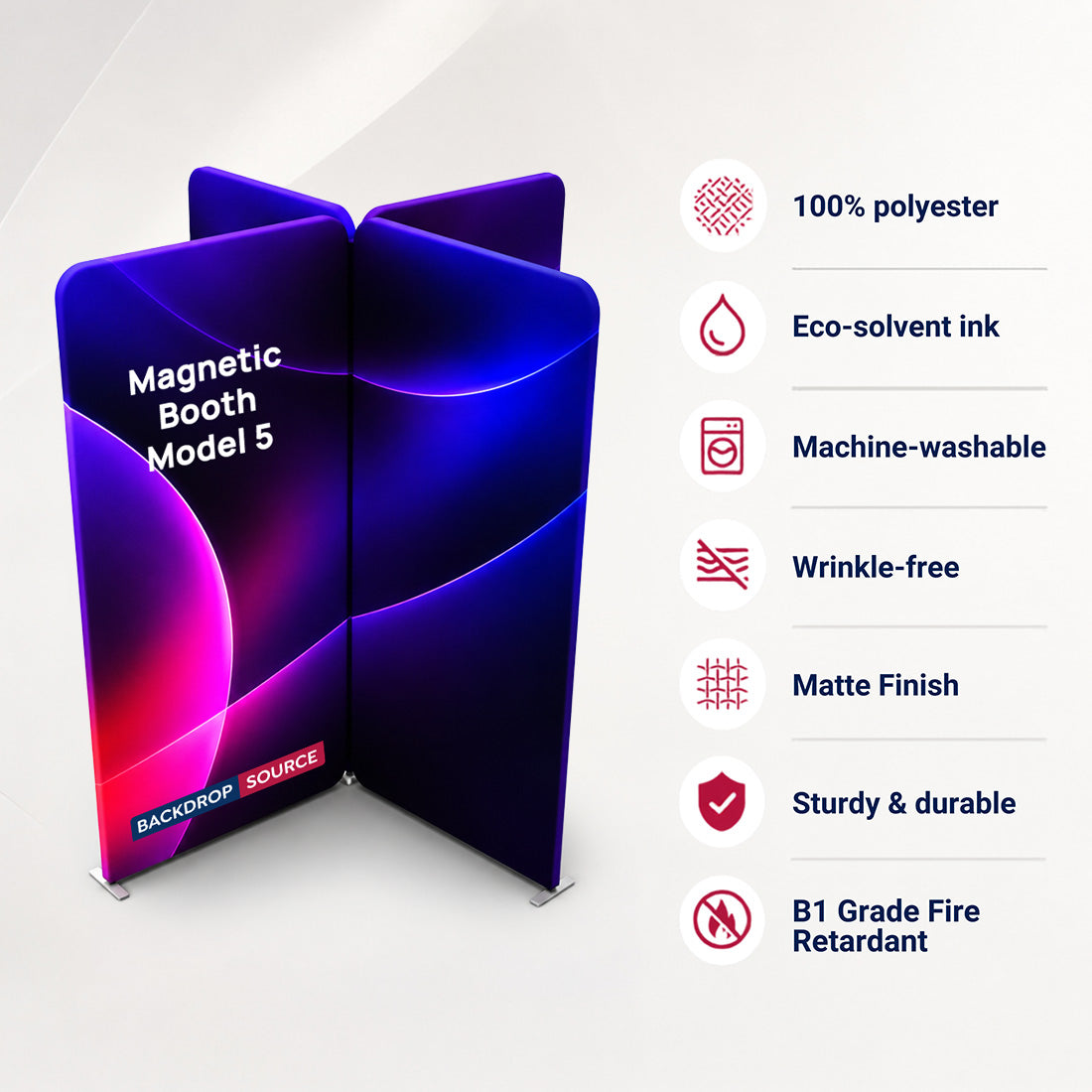 6.5x6.5 Magnetic Fabric Straight Backwall Display