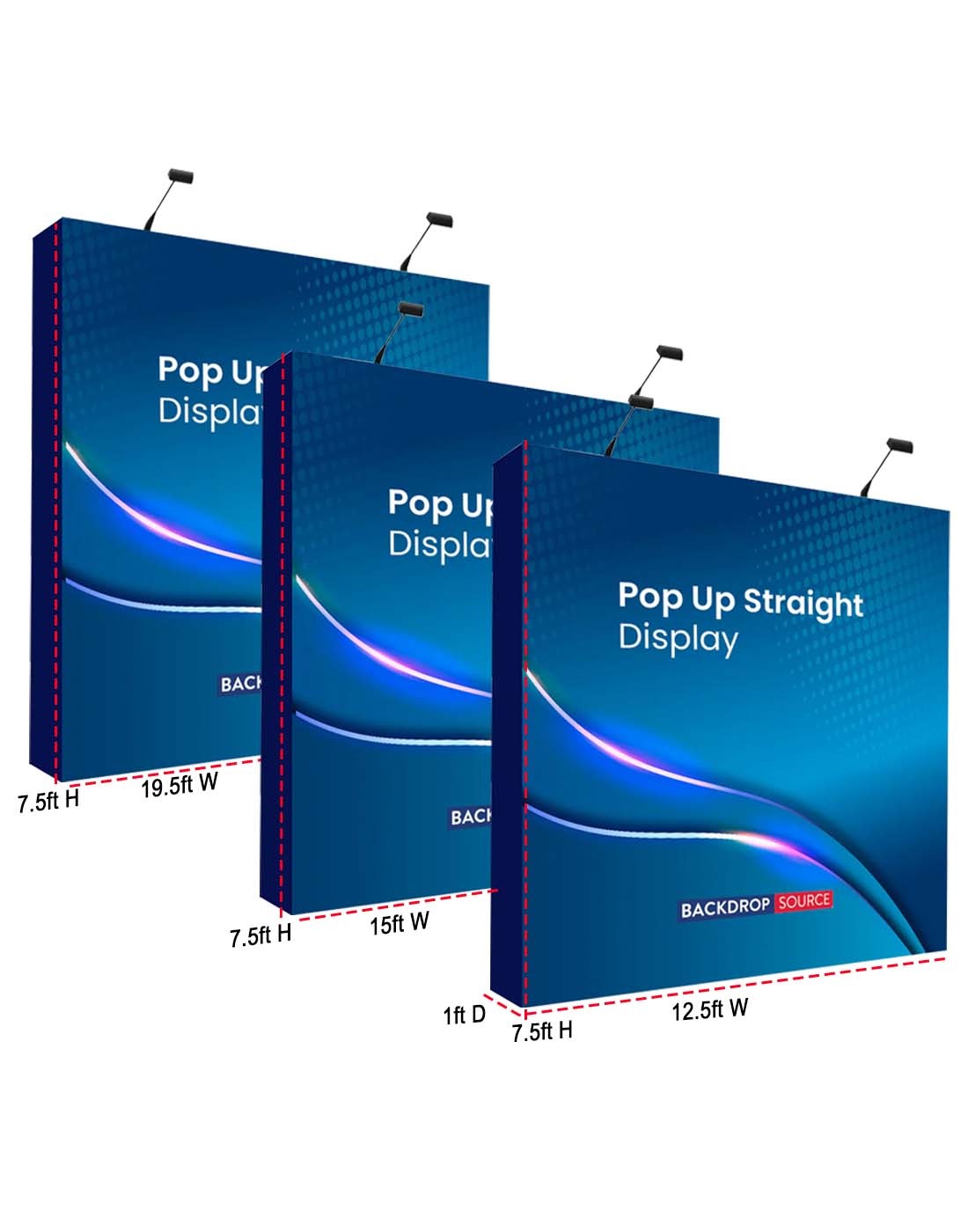 Popup Straight Backwall Kit with Clamping Lights