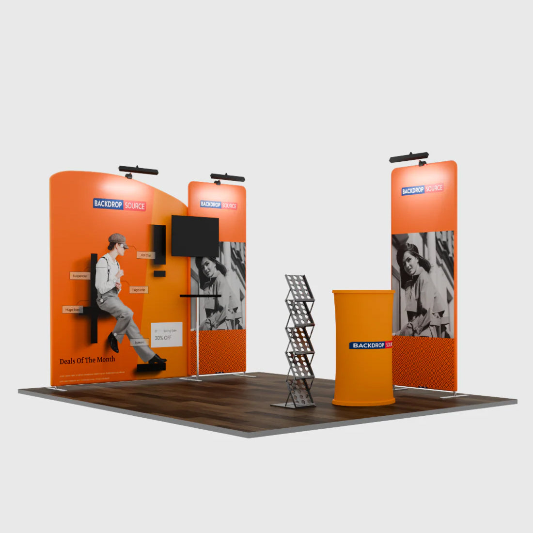 Kit de stand d'exposition modulaire haut de gamme de 3 mètres de large avec écran TV 