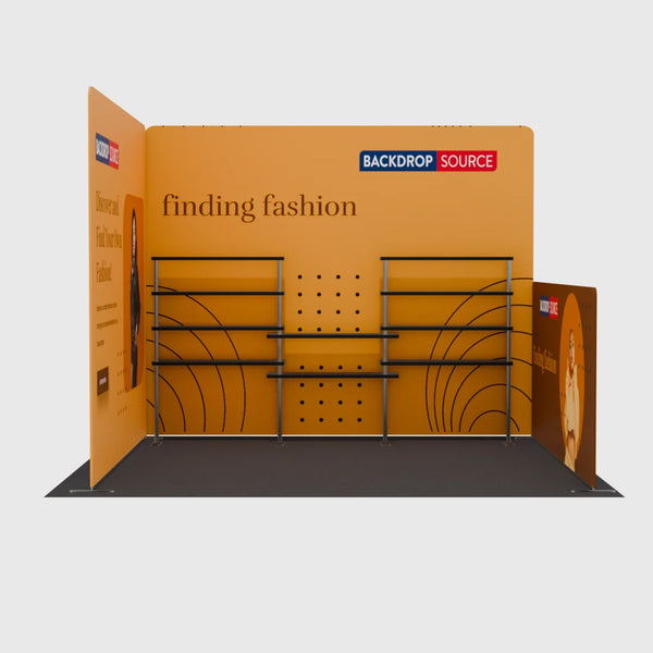 10x10 Corner Booth Kit with Back & Side Walls & 10 Shelves