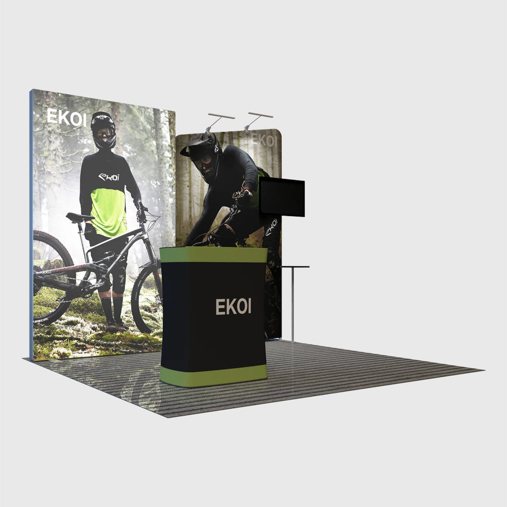 10x10 Fabric Wall Booth Kit with TV Mount & Inclined Display