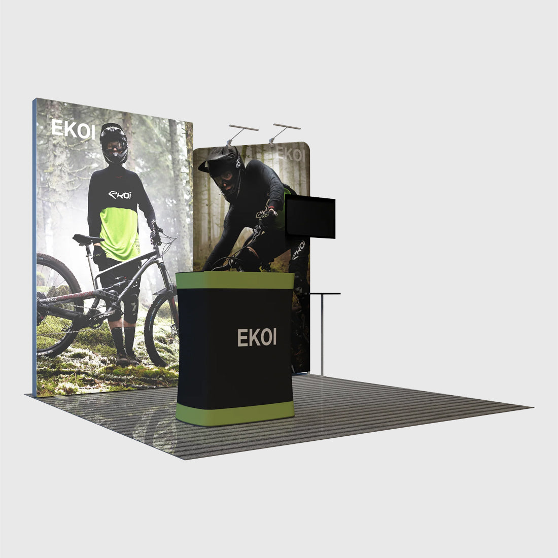 10x10 Fabric Wall Booth Kit with TV Mount & Inclined Display