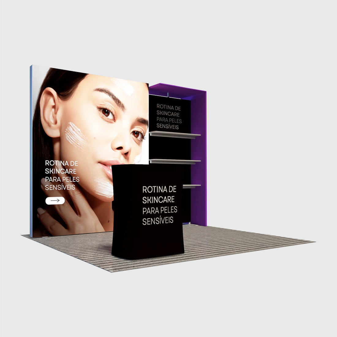 10x10 Fabric Wall Booth Kit with Shelving & LED Counter