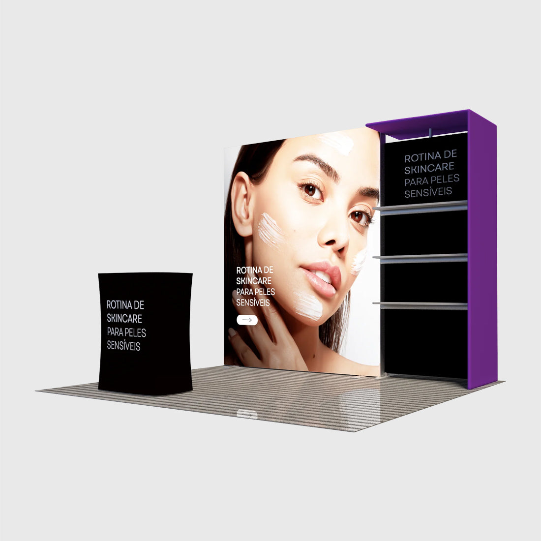 10x10 Fabric Wall Booth Kit with Shelving & LED Counter
