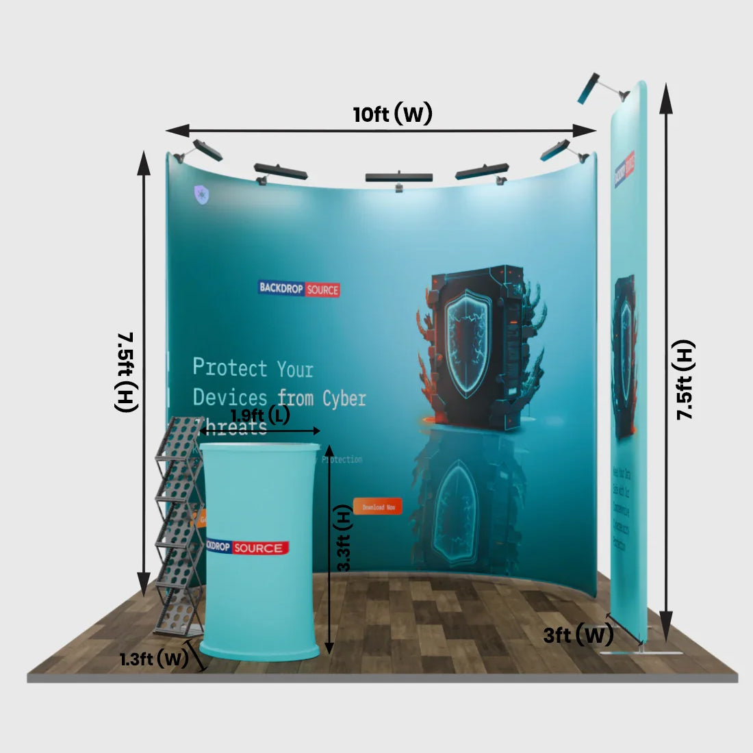 Modular U Shaped Exhibition Kit for 10ft Wide Booths
