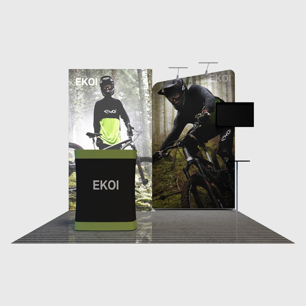 10x10 Fabric Wall Booth Kit with TV Mount & Inclined Display