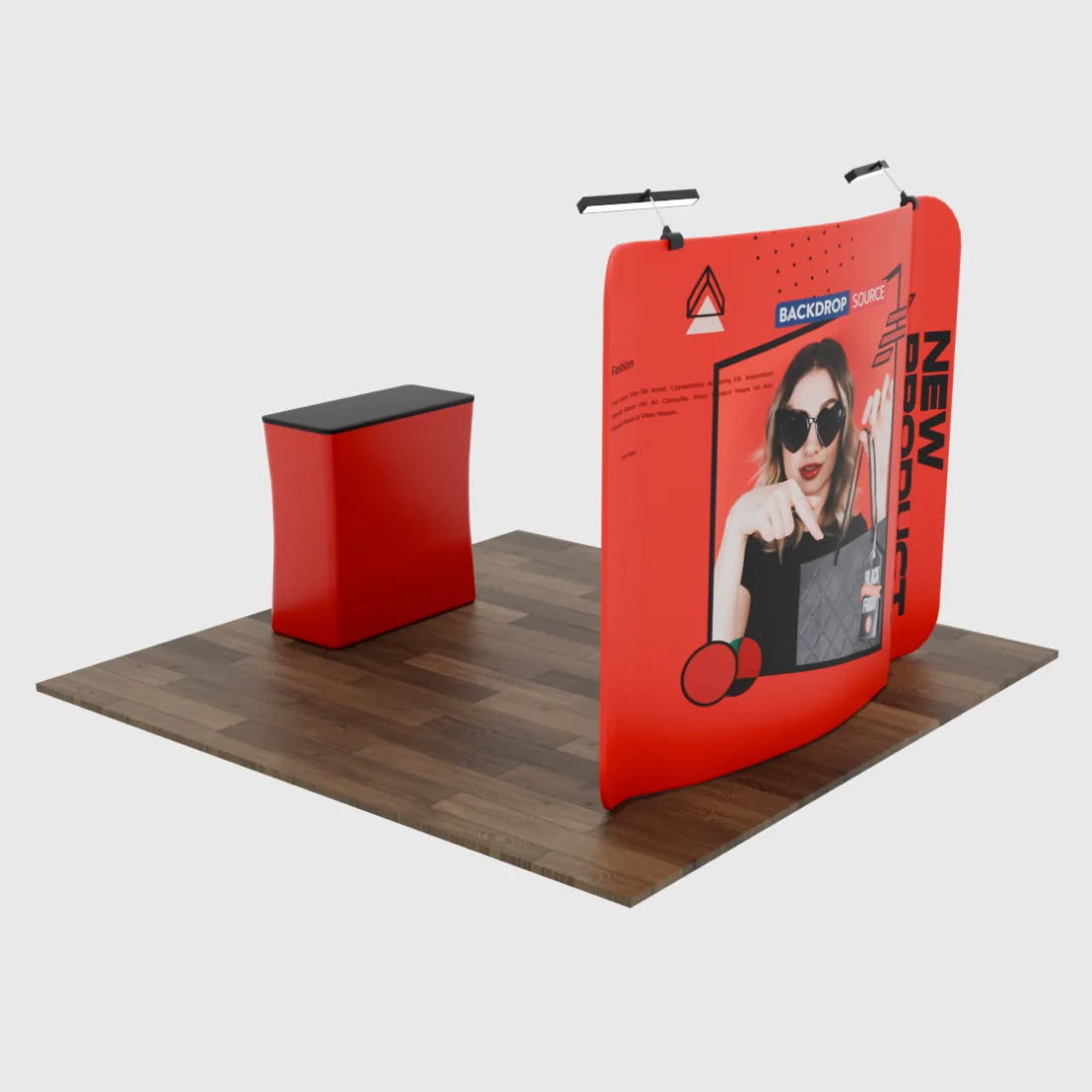 Kit d'affichage incurvé 3-en-1 Exhibit Pro 3 pi x 10 pi avec éclairage Illume 