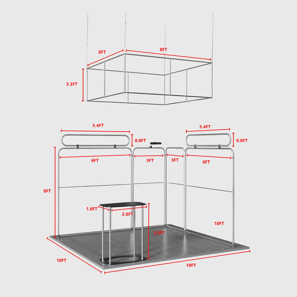 10x10 Booth Kit with Modular Walls, Hanging Banner & Counter