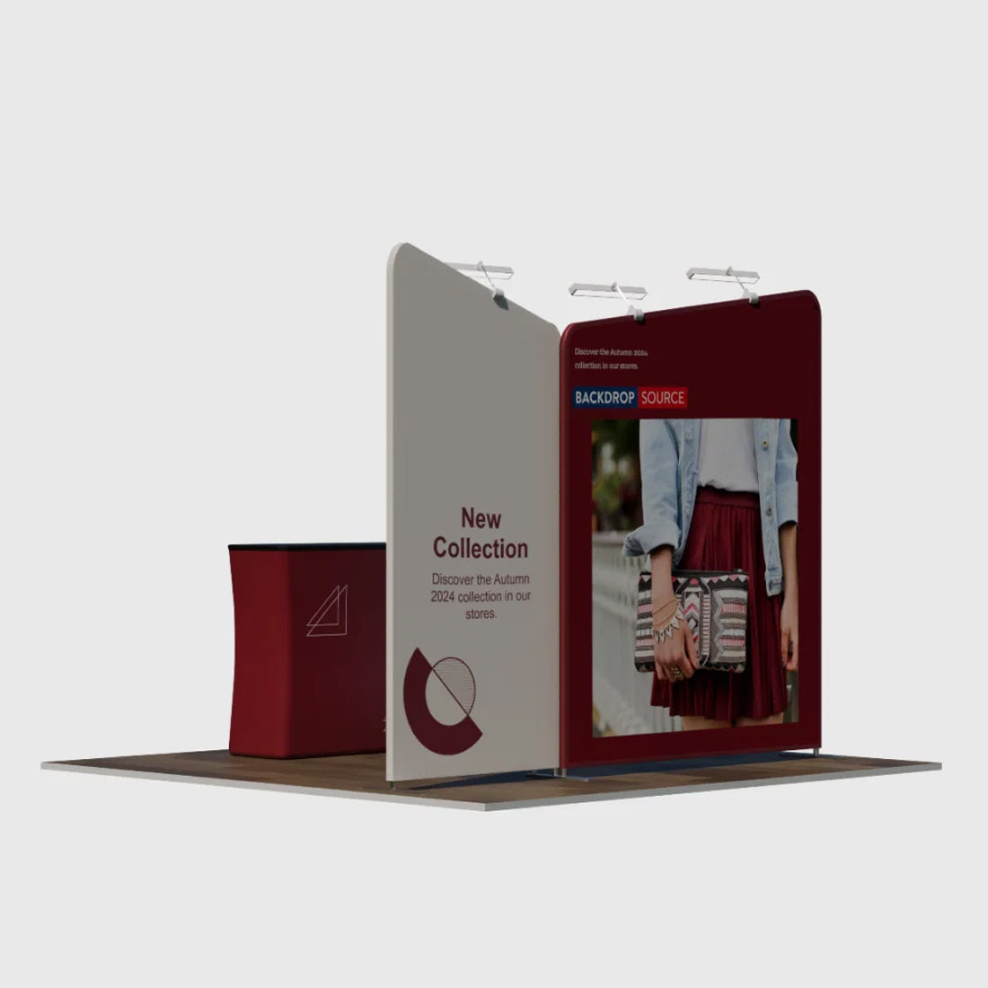 Kit d'exposition incliné pour stands de 3 mètres de large 