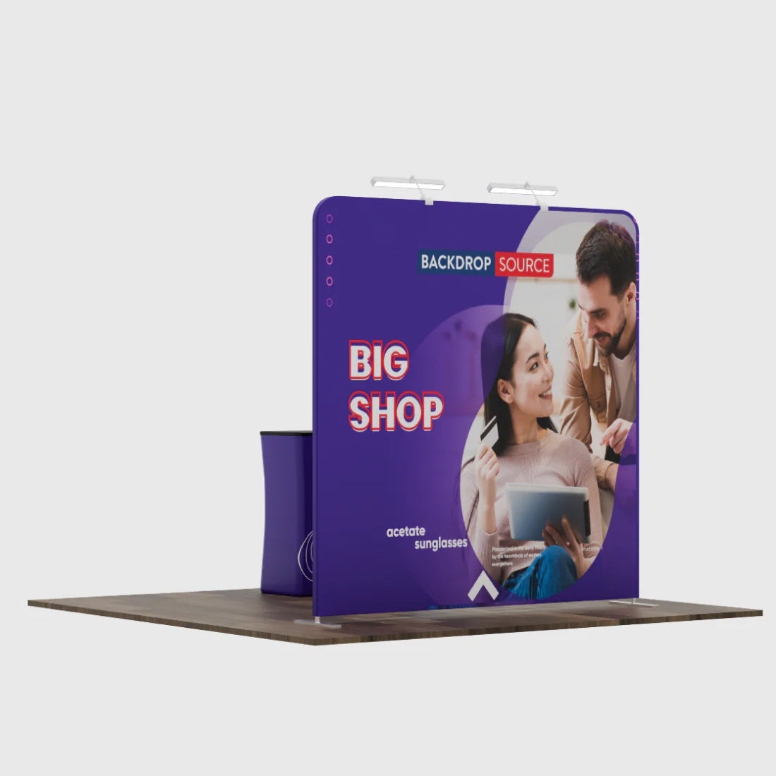 Kit d'affichage 3-en-1 Straight Exhibit Pro 3 m x 3 m avec étui rigide pour podium 