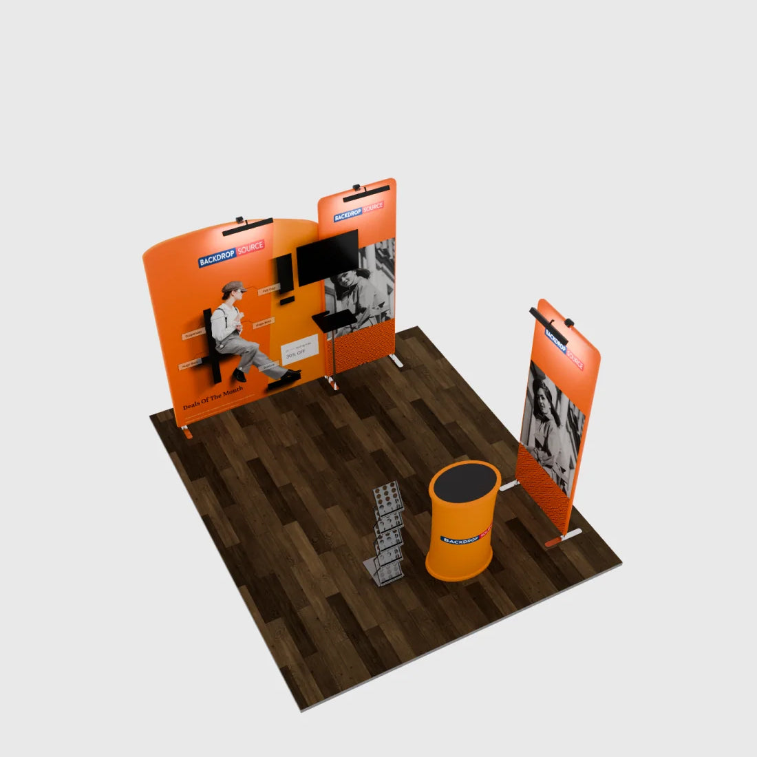 Kit de stand d'exposition modulaire haut de gamme de 3 mètres de large avec écran TV 