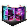 L-Shaped Illuminated Media Wall Set with Counters for 10ft x 10ft Booths.
