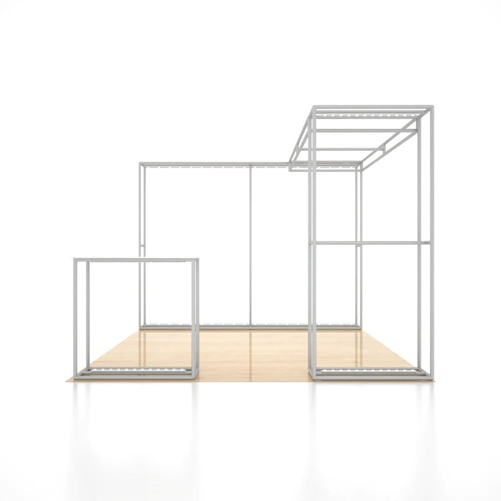 10x10 3D Media Wall Booth Kit with L-Shape Corner & Counter