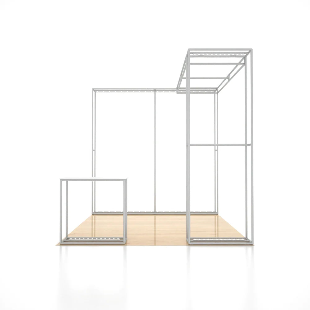 10x10 3D Media Wall Booth Kit with L-Shape Corner & Counter
