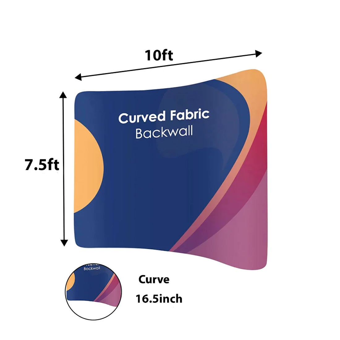 Kit d'affichage incurvé 3-en-1 Exhibit Pro 3 pi x 10 pi avec éclairage Illume 