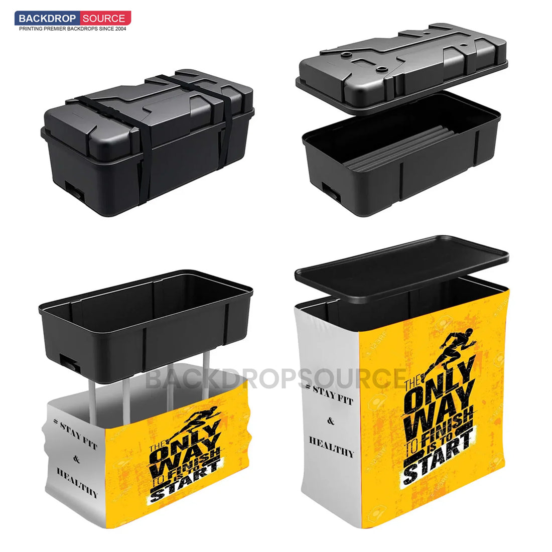 Kit d'affichage 3-en-1 Straight Exhibit Pro 3 m x 3 m avec étui rigide pour podium 