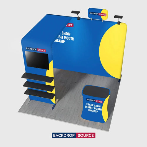 10x10 Booth Kit with L-Shape TV Shelf Tower & Counter