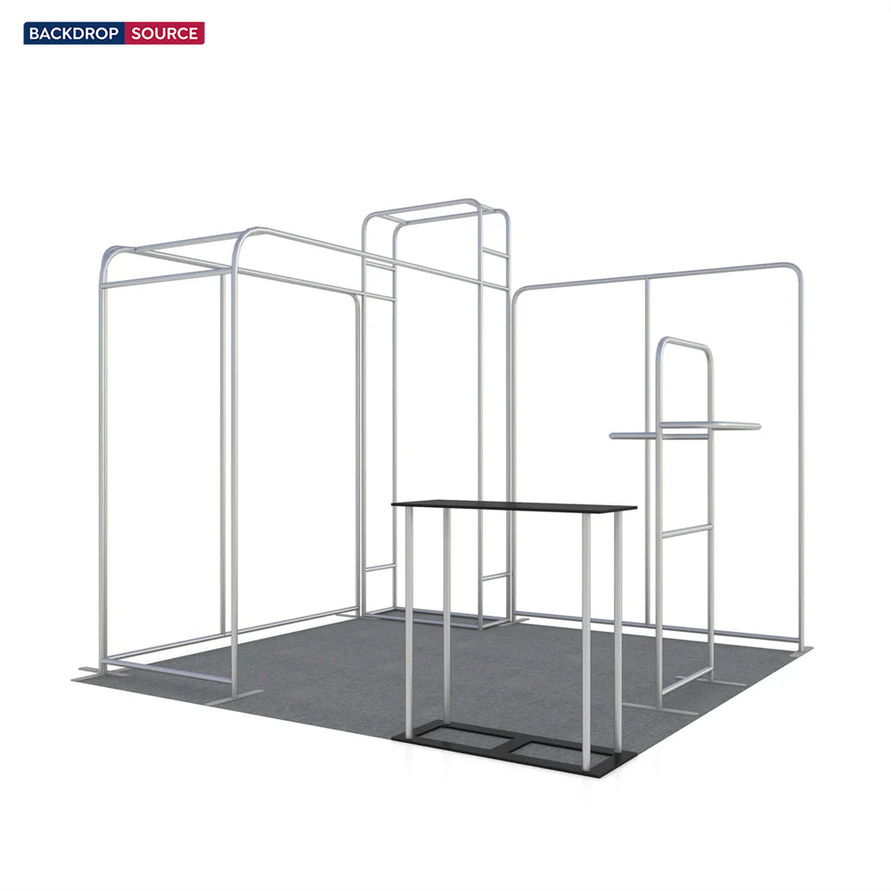 10x10 L-Arch Booth Kit with 3D Shelf Wall Box & Counter