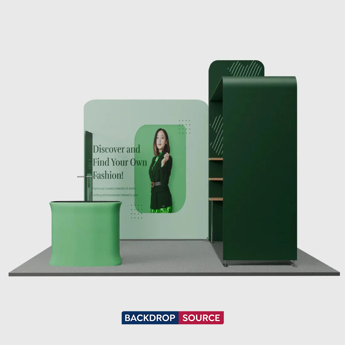 10x10 L-Arch Booth Kit with 3D Shelf Wall Box & Counter